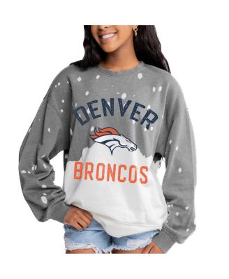 Gameday Couture - Women's Gray Denver Broncos Oversized Coin Toss Faded French Terry Tri-Blend Pullover Sweatshirt