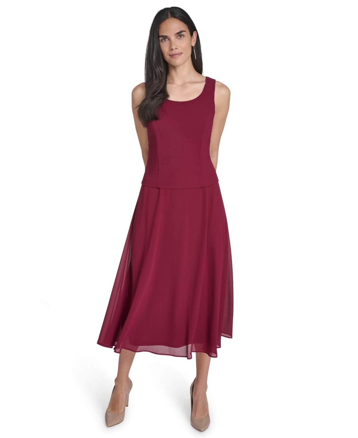 Jessica Howard Women's Soutache Jacket & Jewel-neck Midi Dress In Burgundy