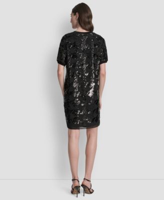 Women's Short Sleeve Sequin Tunic Dress
