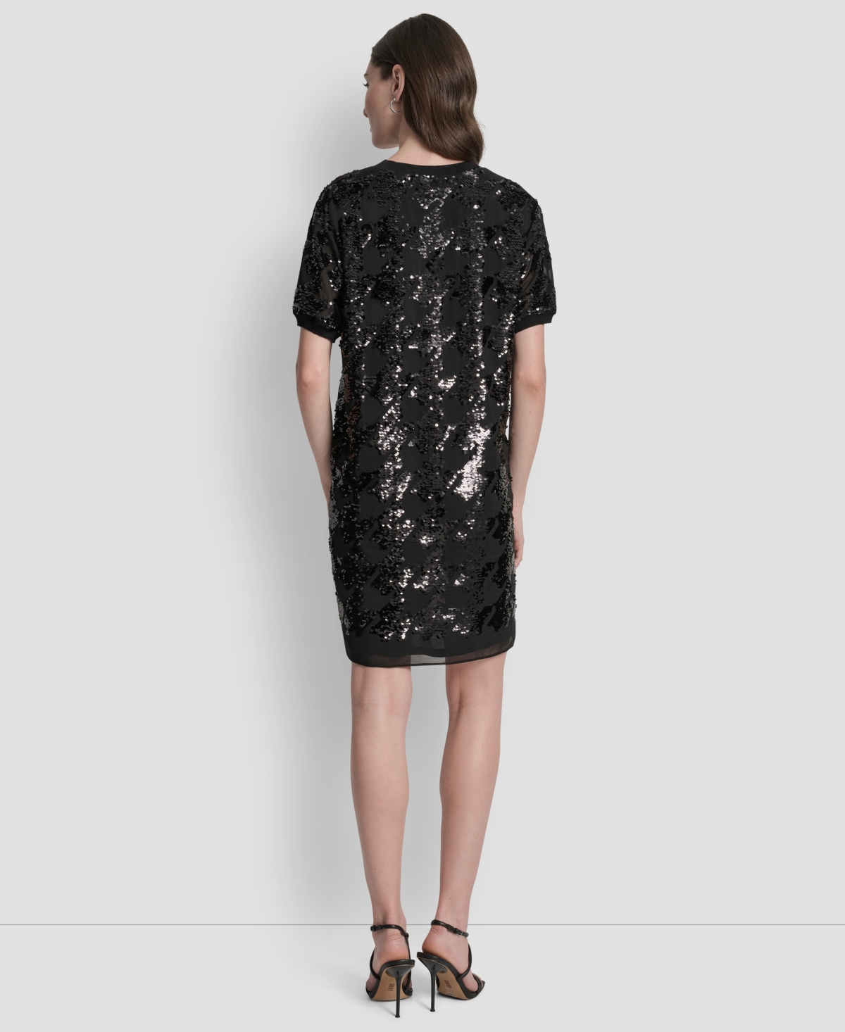 Dkny Women's Short Sleeve Sequin Tunic Dress In Black