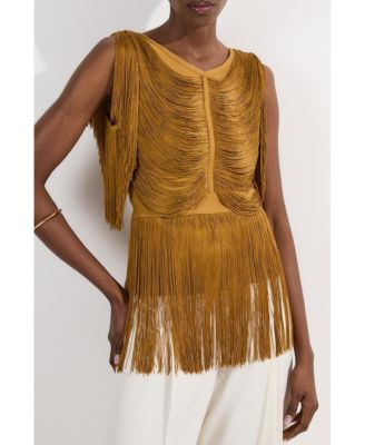 Women's Draped Fringe Knitted Top