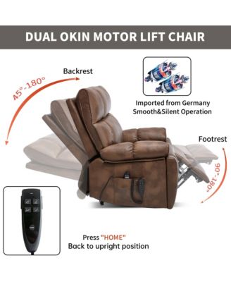 Massage Dual Motor Infinite Position Recliners Electric Lift Chair with Cup Holders and Power-Remote