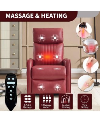 Heat Massage Manual Recliner Chair with Rocker and Swivel in Fabric for Living Room