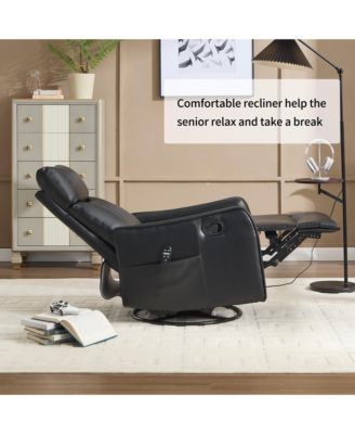 Heat Massage Manual Recliner Chair with Rocker and Swivel in Fabric for Living Room