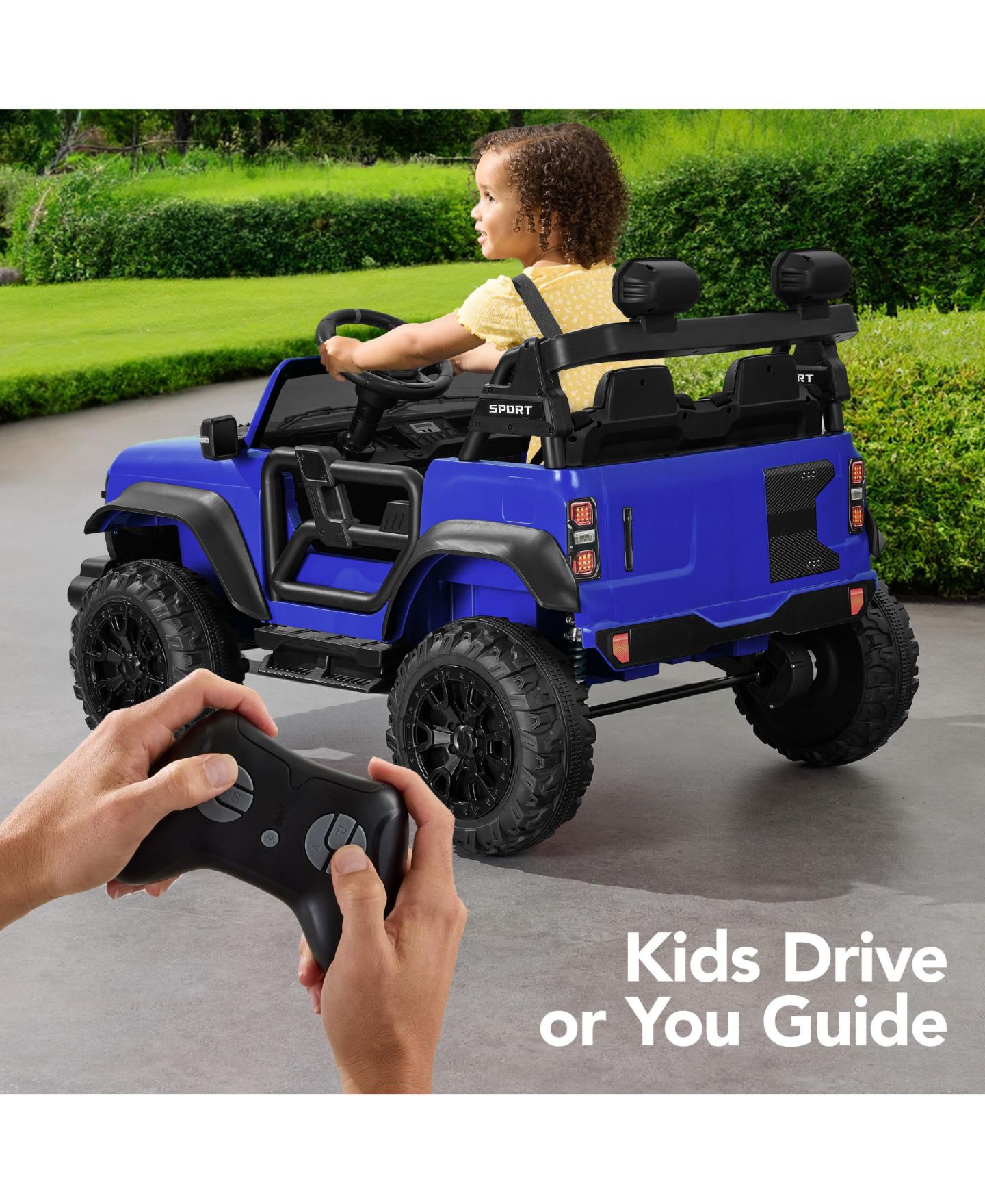 Детская игрушка Best Choice Products 24V 2-Seater Electric Ride-On Truck with Parent Control, 132-lb Capacity, Ages 3-7, цвет: Синий — фото 4