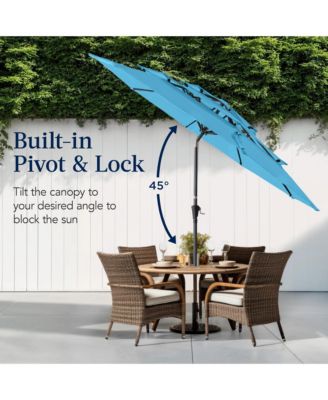 10ft 3-Tier Patio Umbrella, Market Sun Shade w/ Tilt Adjustment, Easy Crank