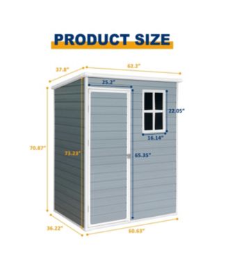 5x3 Resin Outdoor Storage Shed, Lockable Door, Grey