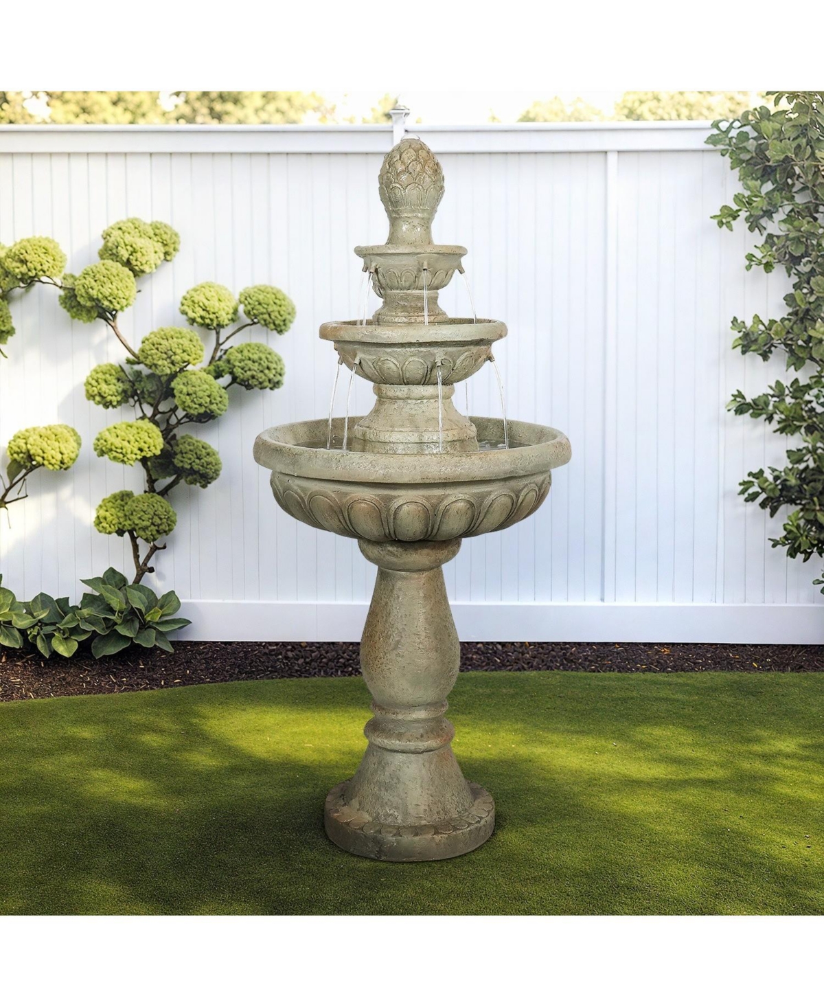SunJet 42.5” High 3-Tiers Modern Concrete Outdoor Water Fountain