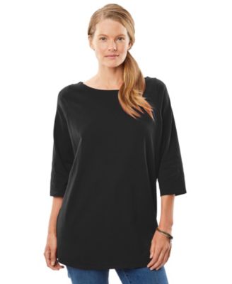 Plus Size Perfect Three-Quarter Sleeve Boatneck Tee
