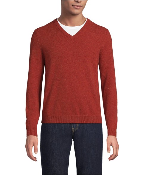 Мужские Lands' End Men's Fine Gauge Cashmere V-neck Sweater