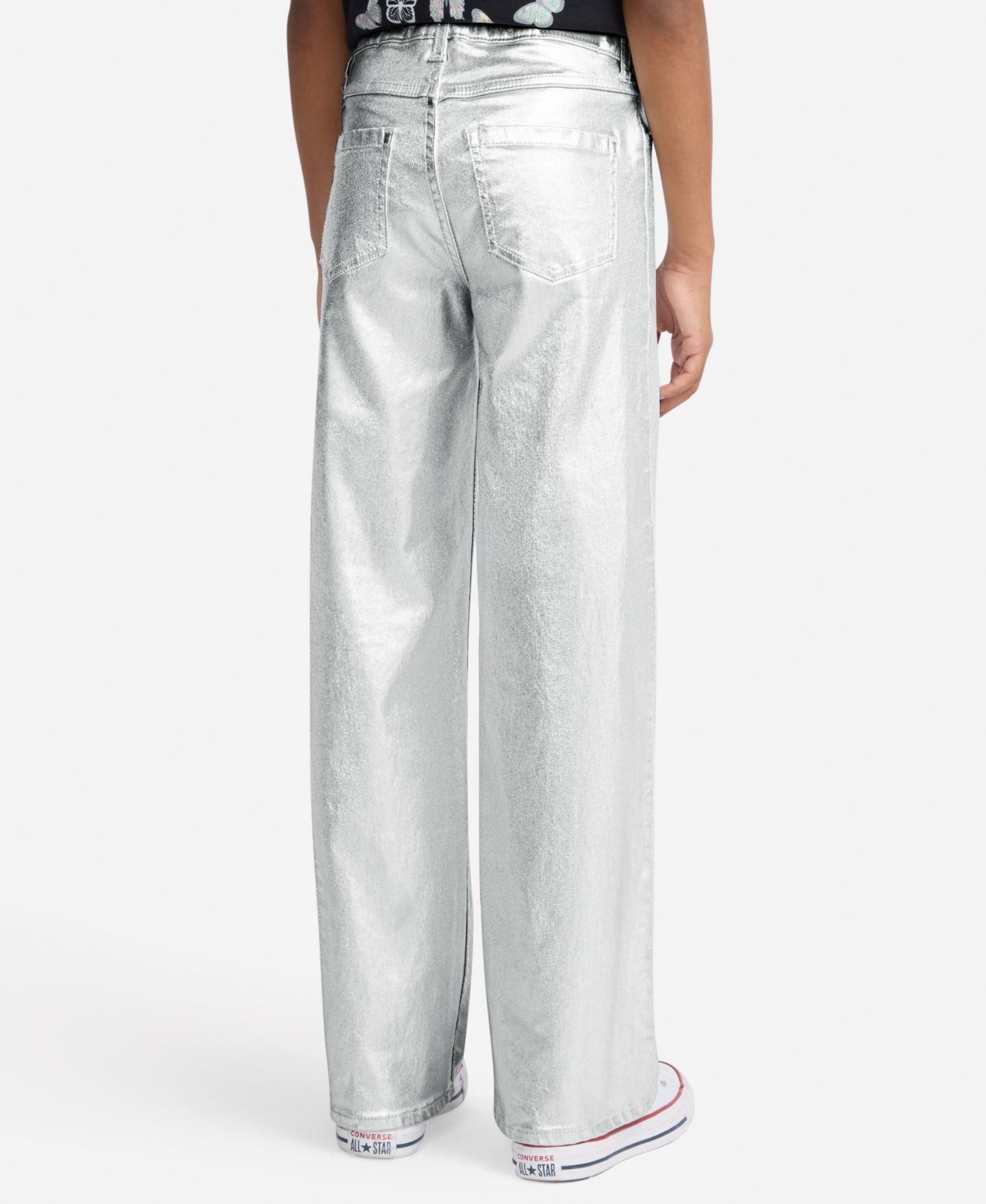 Джинсы abercrombie kids Shine High Rise Wide Leg Jeans для девочек, цвет: Серебряный — фото 2
