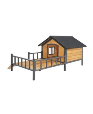 Large Wooden Cabin Dog Kennel with Porch