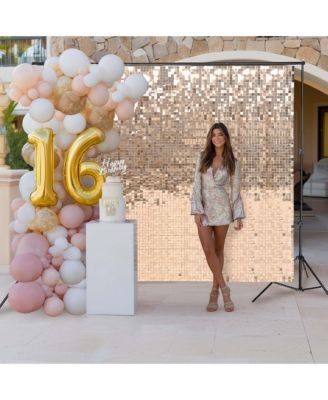 10x7 FT Shimmer Wall Backdrop with Stand 72 Pcs Panels Decor for Wedding Party