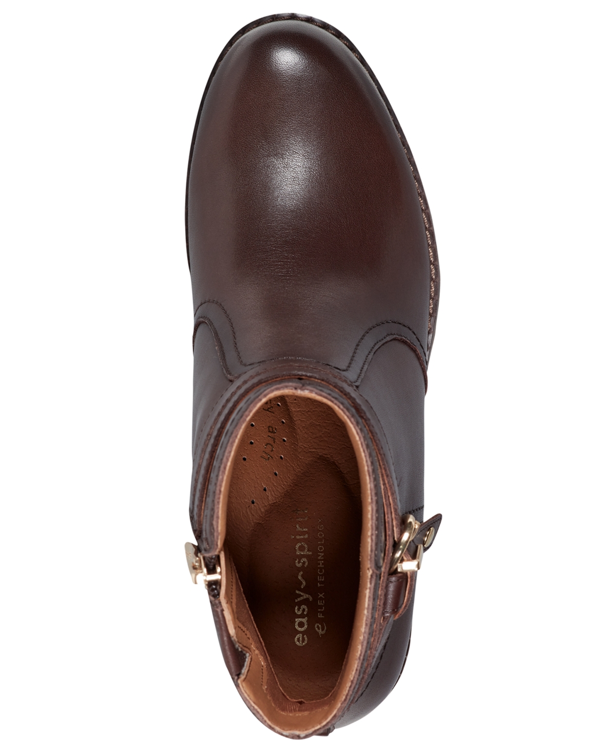 Easy Spirit Women's Carter Eflex Buckle Strap Block Heel Booties In Brown
