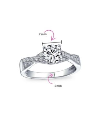 2CTW Round Solitaire Cubic Zirconia Promise Ring Sterling Silver Pave CZ Twist Infinity Band