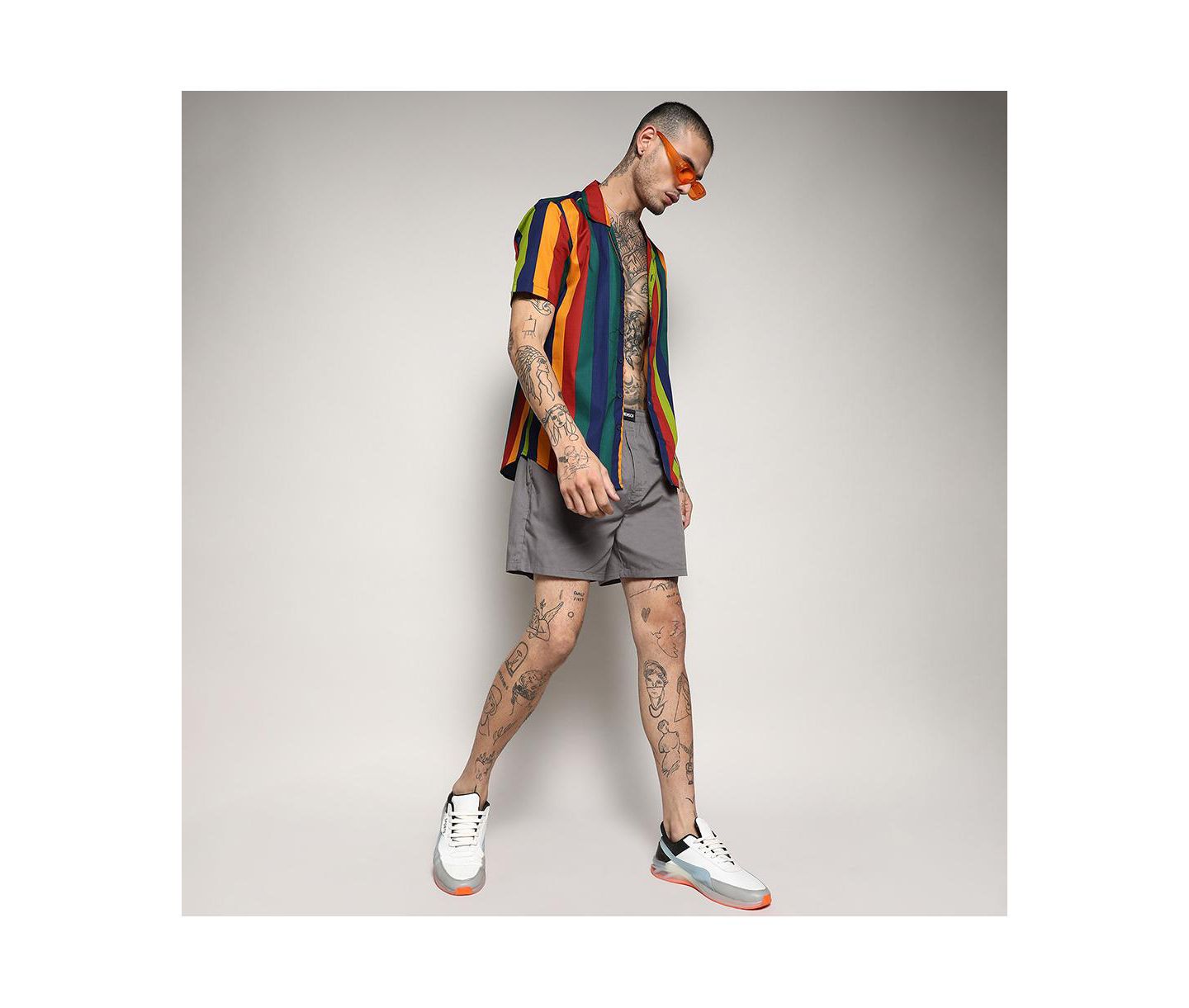 Мужская рубашка Cahoot Campus Sutra Multicolour Awning Striped, цвет: Оранжевый — фото 7