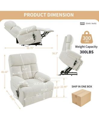 Oversized Fabric Recliner Chair – Electric Power Lift, Remote Control – Elderly Support Seating