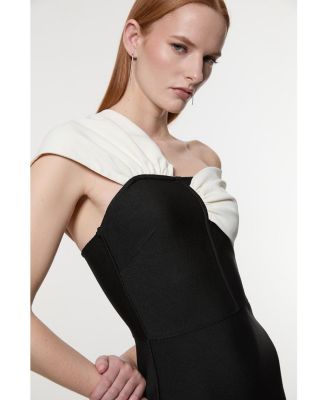 Women's Asymmetric Strap Knit Midi Dress