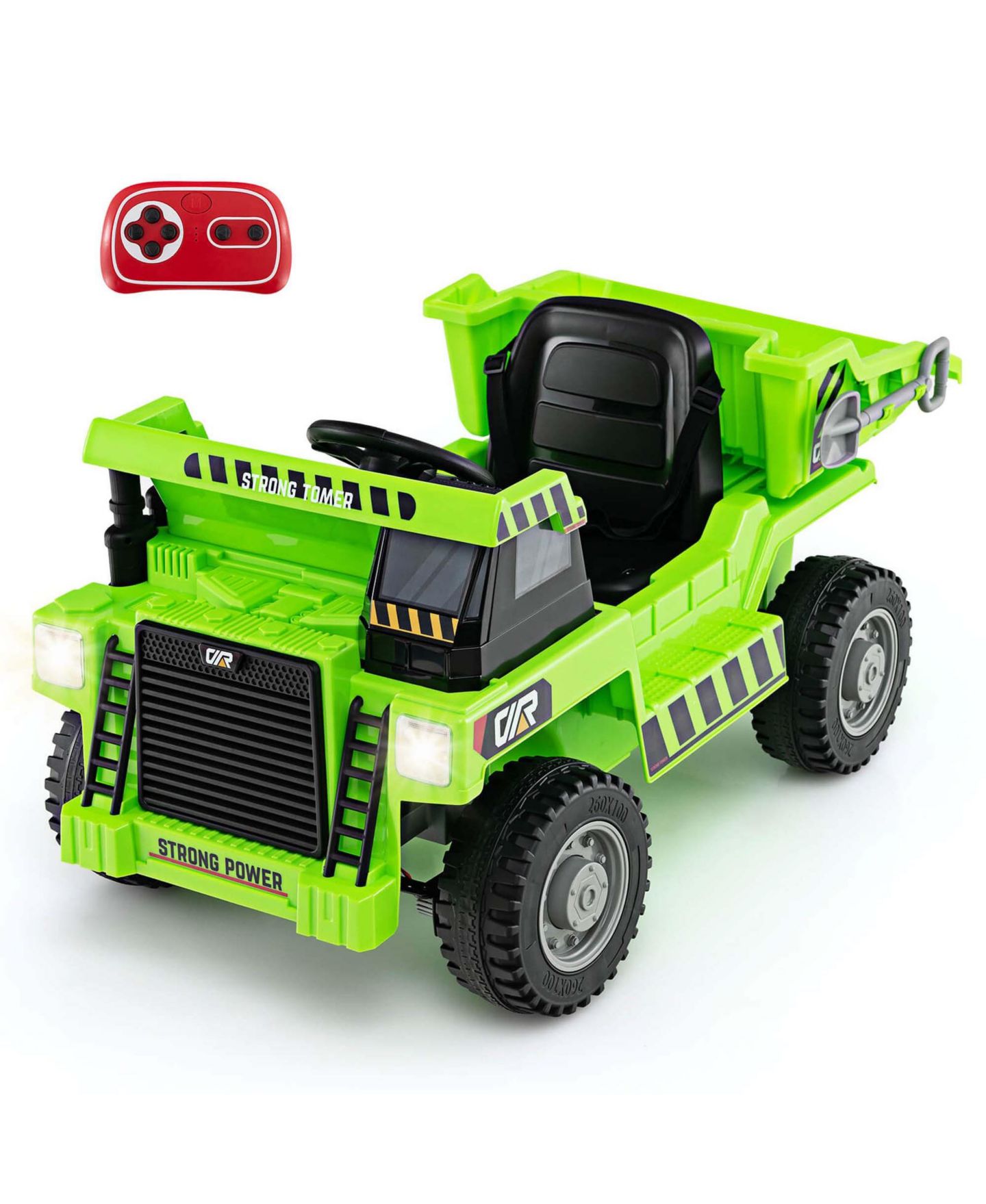 Детская игрушка Costway 12V Ride-On Dump Truck with LED Lights, Music & Wireless Connection, Ages 3+, цвет: Зелёный — фото 1