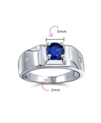 1CTW Royal Blue CZ Solitaire Ring – Sterling Silver Statement Band