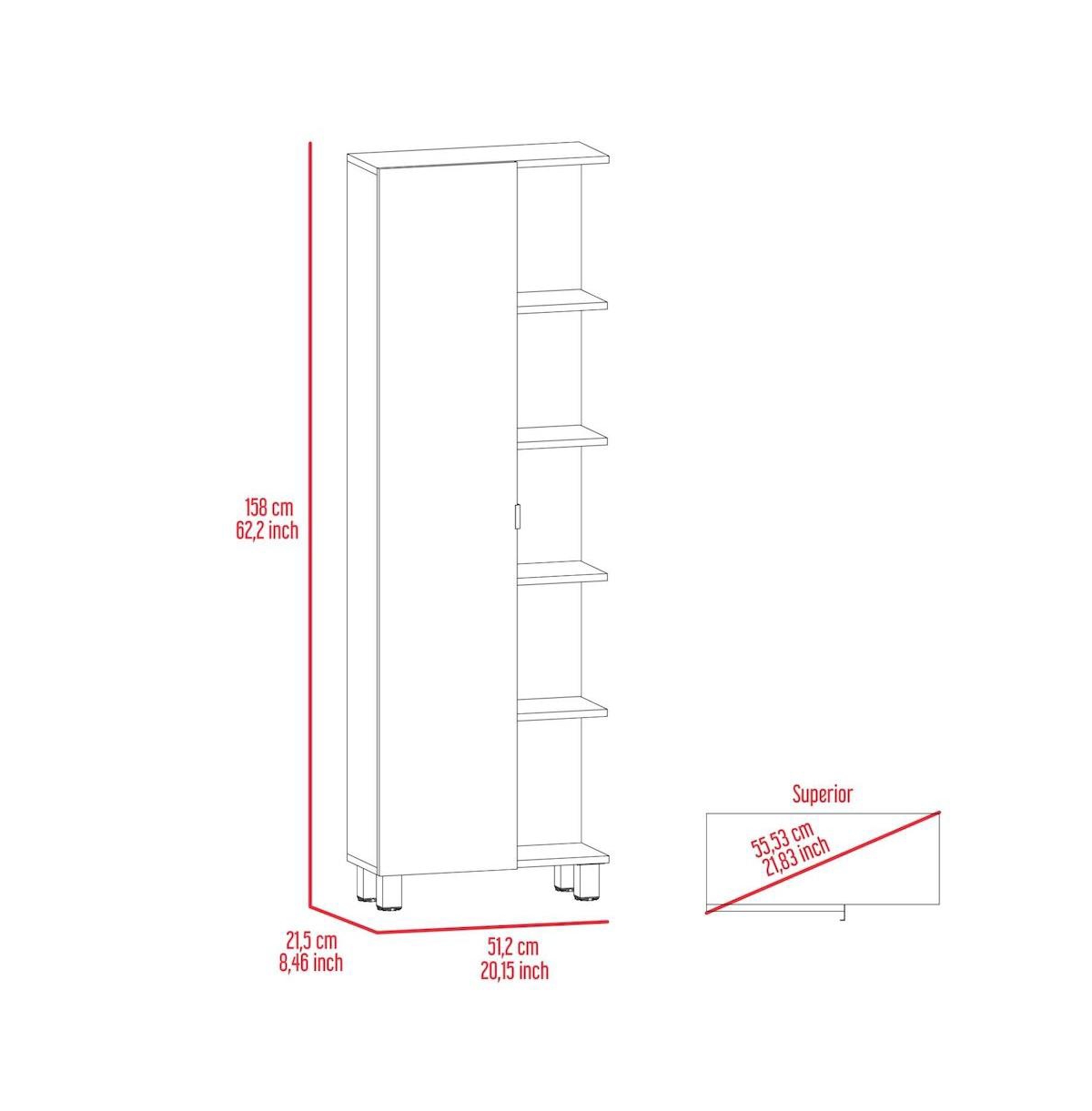Tuhome Urano Linen Cabinet Light Oak Mdf