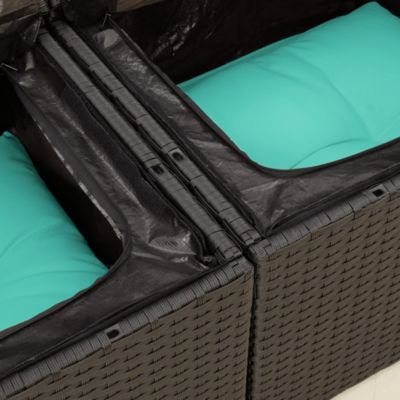 Garden Sofa Black PE rattan 2-seater Adjustable Feet