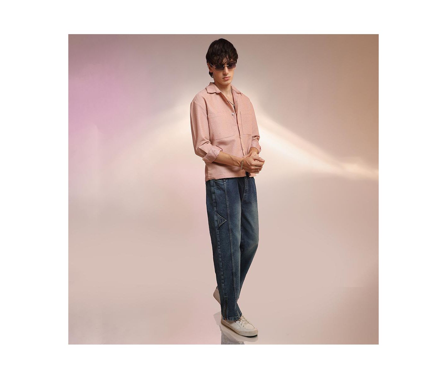 Мужская рубашка Cahoot Campus Sutra Chevron-Woven Utility, цвет: Розовый — фото 5