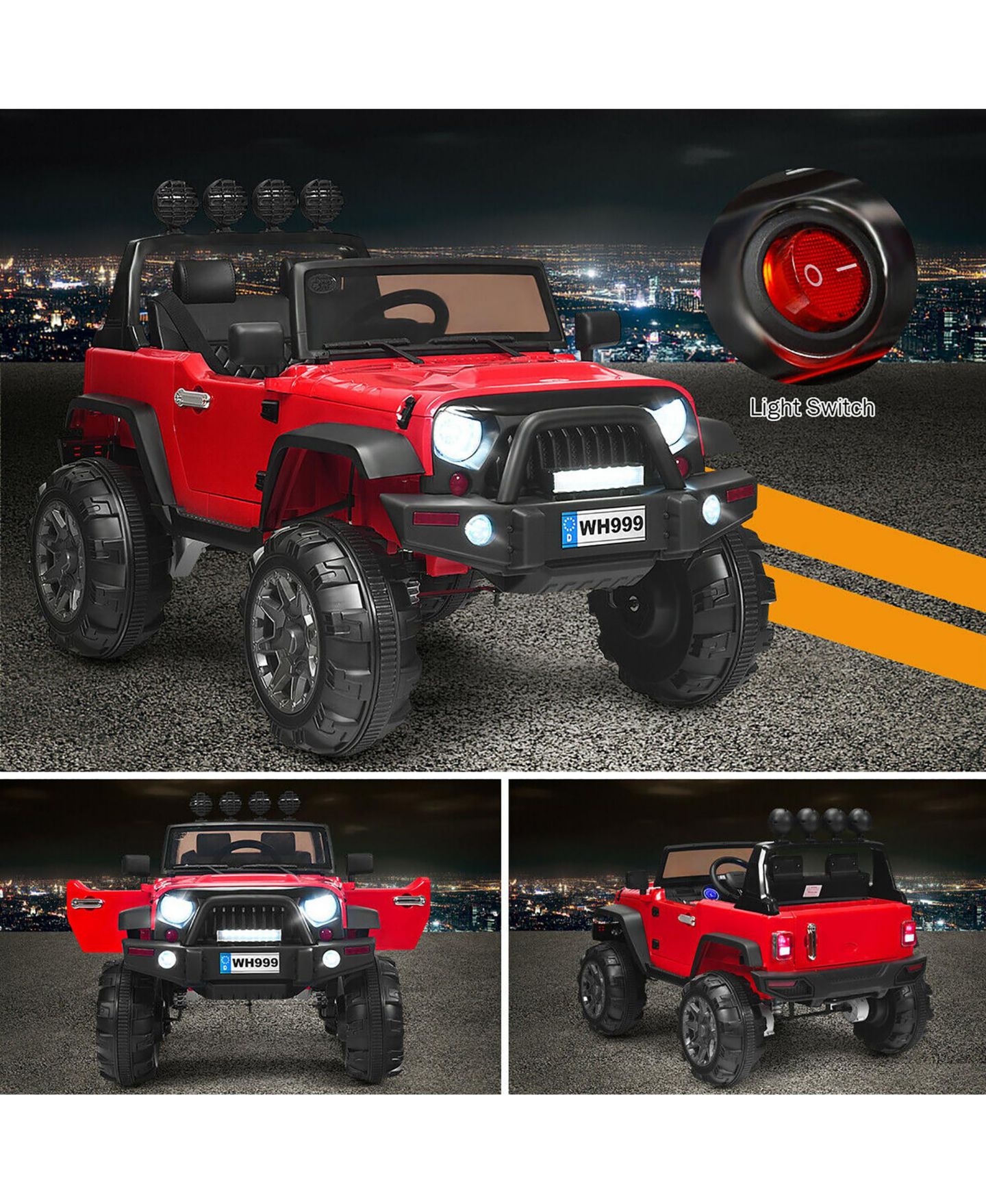 Детская игрушка Costway 12V Kids Ride On Truck with LED Lights and Bluetooth Remote Control, 66 lb. Capacity, 3–7 лет, цвет: Красный — фото 8