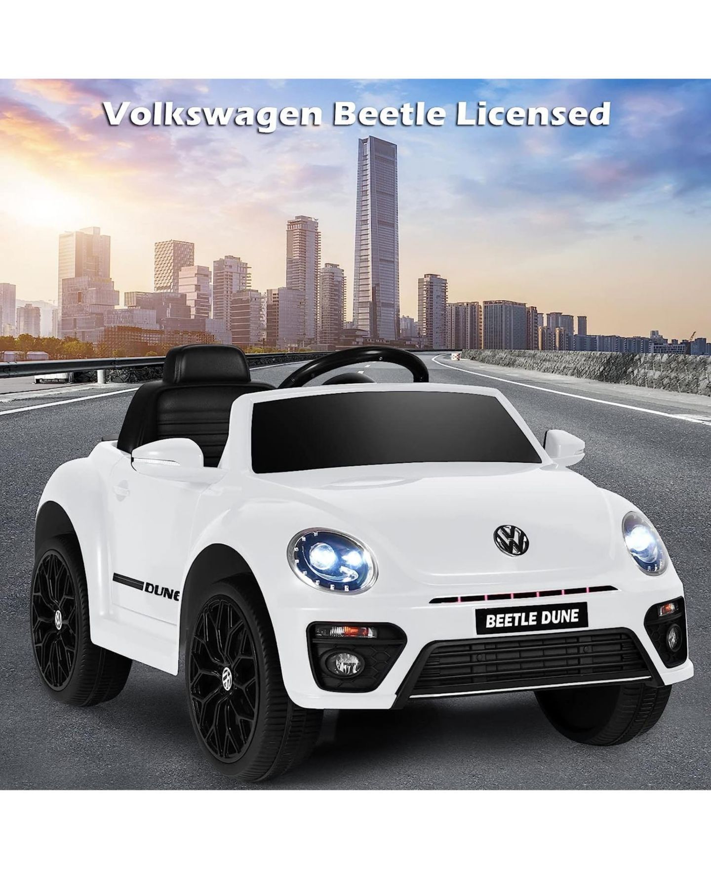 Детская игрушка Costway Volkswagen Beetle Remote-Control Ride-On Car, 37.5"L x 22"W x 18.5"H, Ages 3-10 — фото 7