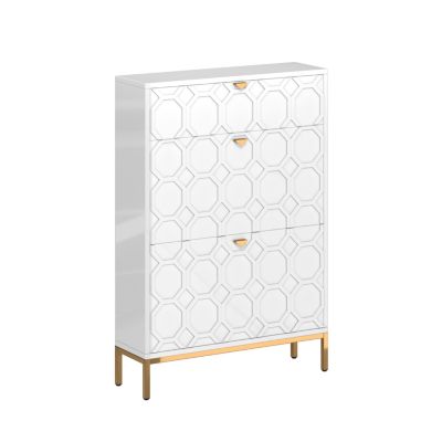 Shoe Storage Cabinet,Modern Shoe Storage Cabinet with 3 Flip Drawers,Freestanding Hidden Slim Narrow Shoe Rack Cabinet for Entryway,Hallway