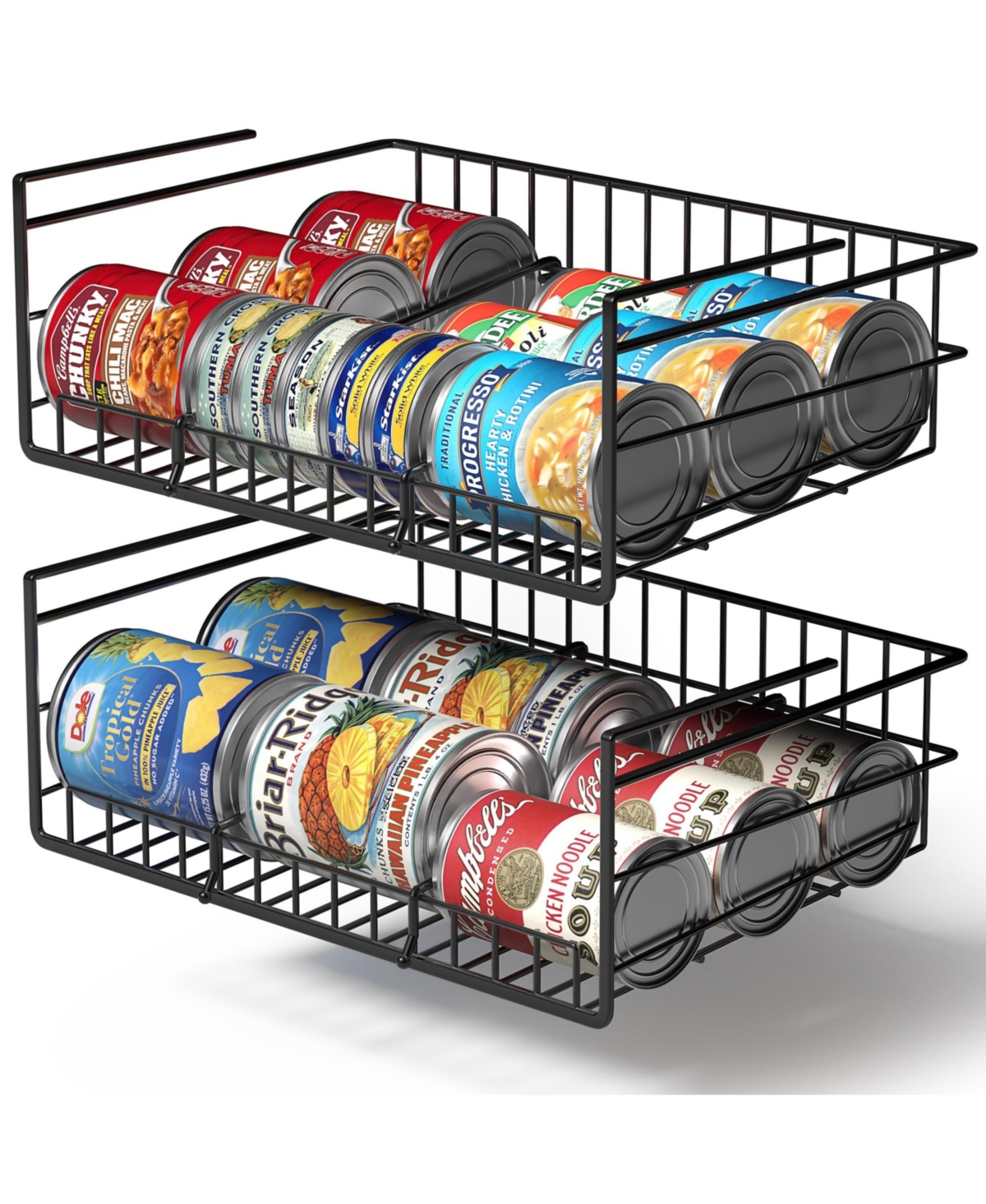Sorbus 2 Pack Under Cabinet Can Storage Shelf – Pantry Organizer with Divider for Canned Goods