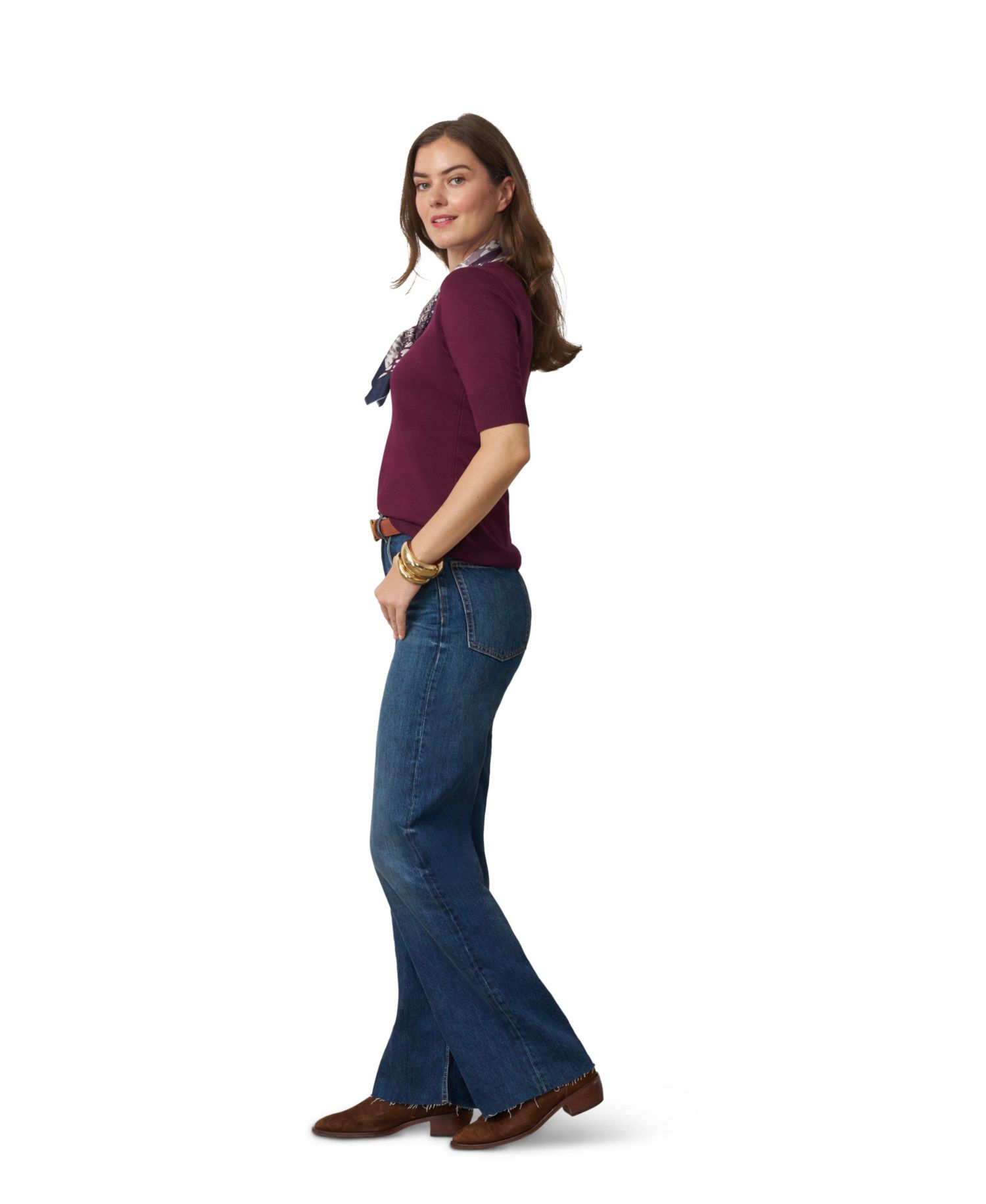 Women's Elbow Sleeve Crewneck Sweater