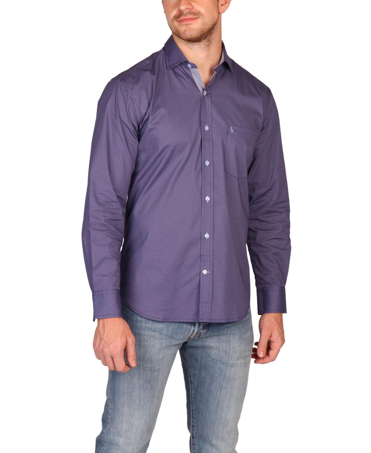 Мужская рубашка с длинным рукавом с бриллиантовым медальоном