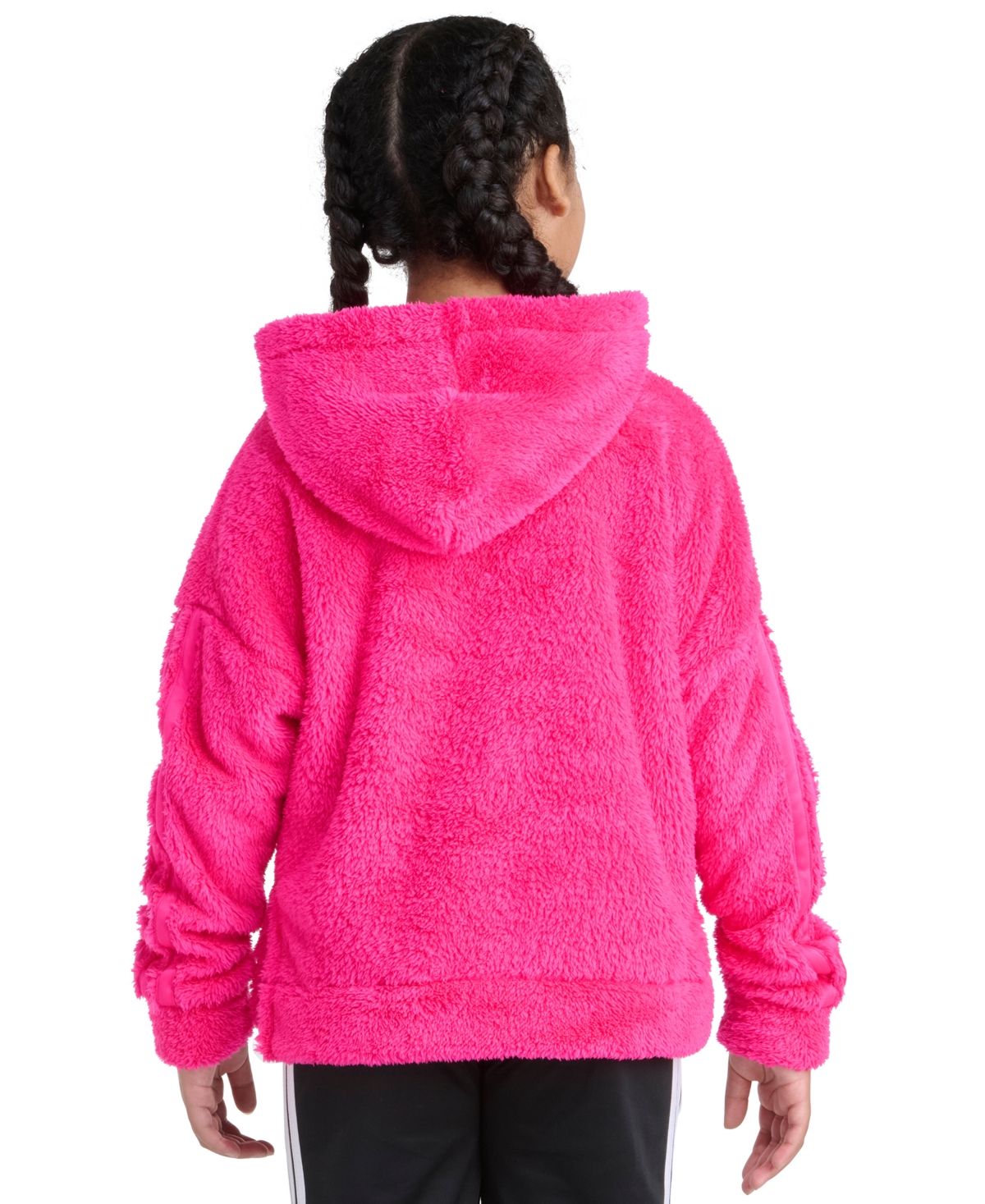 Adidas Big Girls S-xl Long Sleeve 3-Stripes Fleece Pullover Hoodie