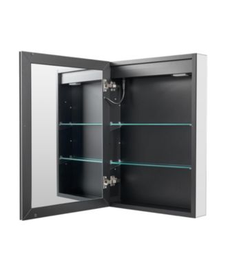 Recessed Lighted Cabinet with Dual Mirrors for Bathroom Storage