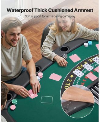 Semi Oval Folding Poker Table for 7 Players Casino Texas Holdem Game Table