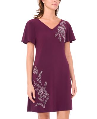 Women's Split Sleeve and Floral Faraj Motif Dress