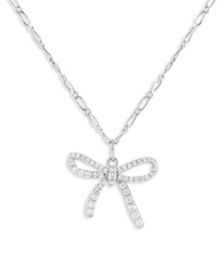 Holiday Lane - Sterling Silver Bow Pendant Necklace