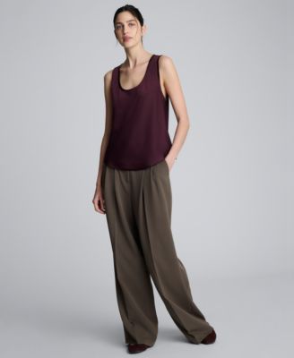 Women's Satin Scoop Neck Sleeveless Tank Top