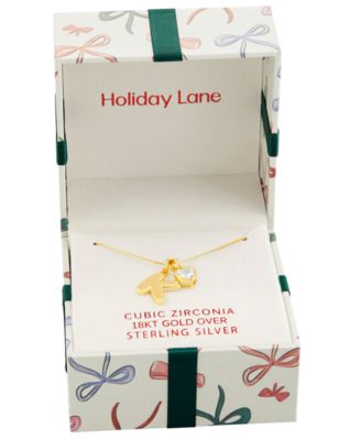 Sterling Silver Initial Charm Necklace in Holiday Ornament, Macy's Exclusive