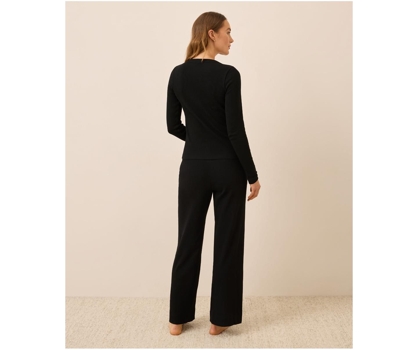 Женские брюки Pact Dream Rib Wide Leg Lounge Pant, цвет: Чёрный — фото 2
