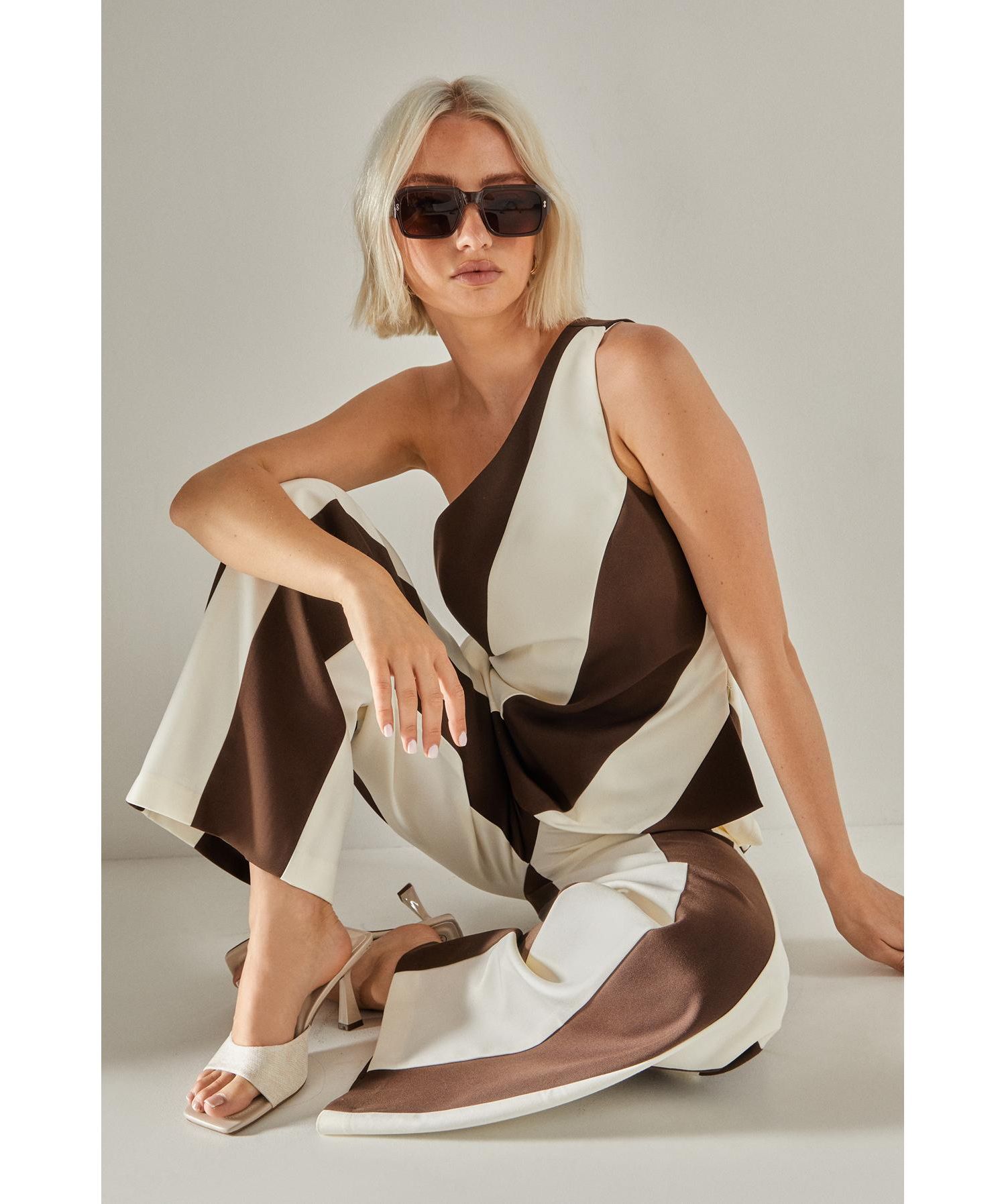Women's Stripe Tailored One Shoulder Top