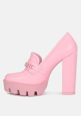 CORINNE Womens Chain Embellished Chunky Loafers