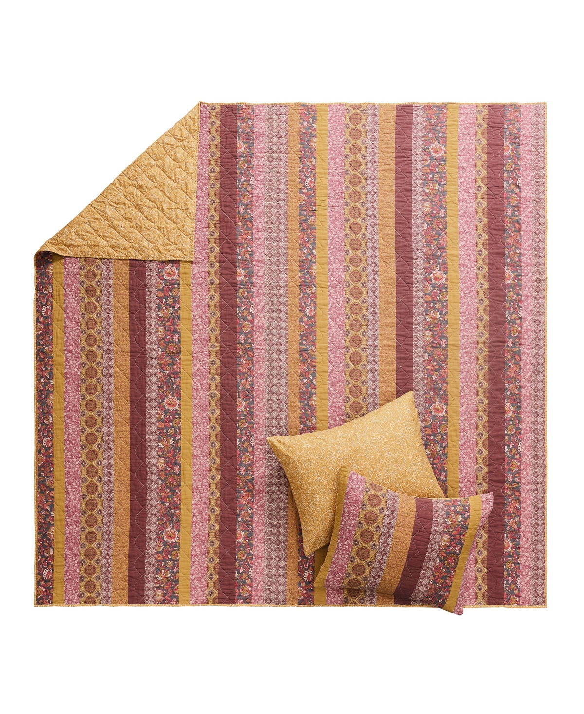 Greenland Home Fashions Marigold Vintage Boho 3-pc. Quilt Set, King In Brown