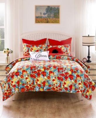 Poppies Modern Floral 2-Pc. Quilt Set, Twin