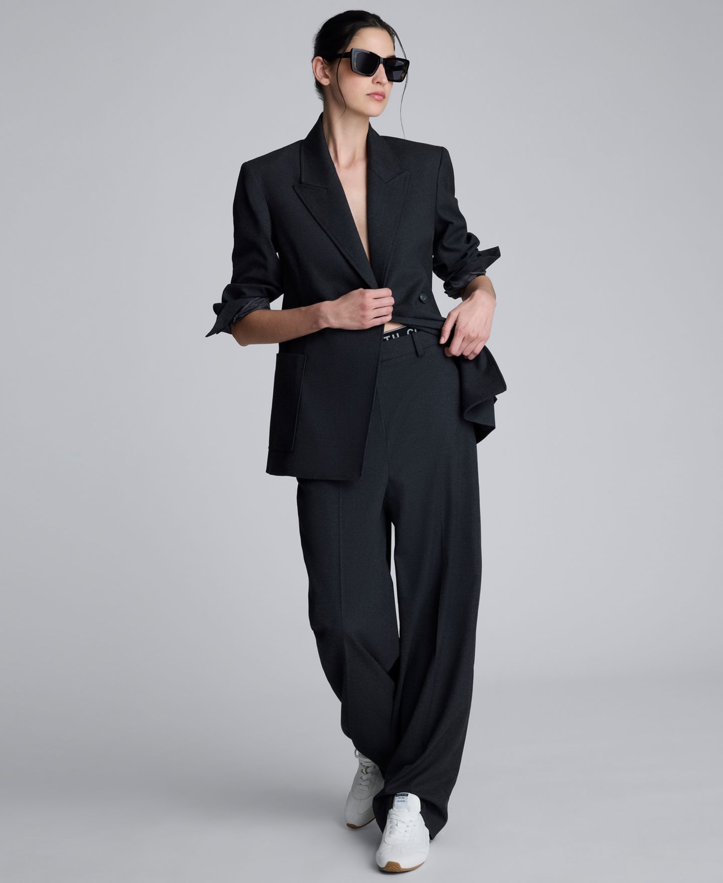 Женские брюки Kenneth Cole Flannel Wide-Leg, цвет: Тёмный серый — фото 4
