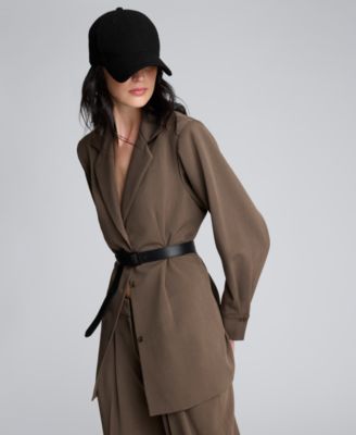 Women's Three-Button Belted Soft Blazer