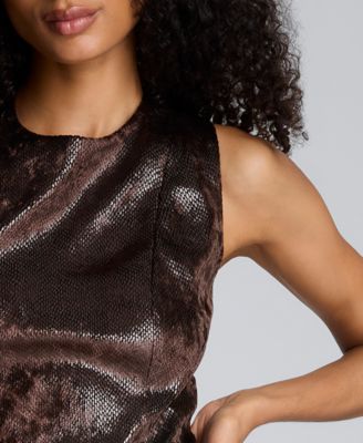 Women's Crewneck Velvet Midi Dress