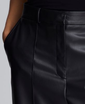 Women’s Faux Leather High Rise Pintuck Culotte