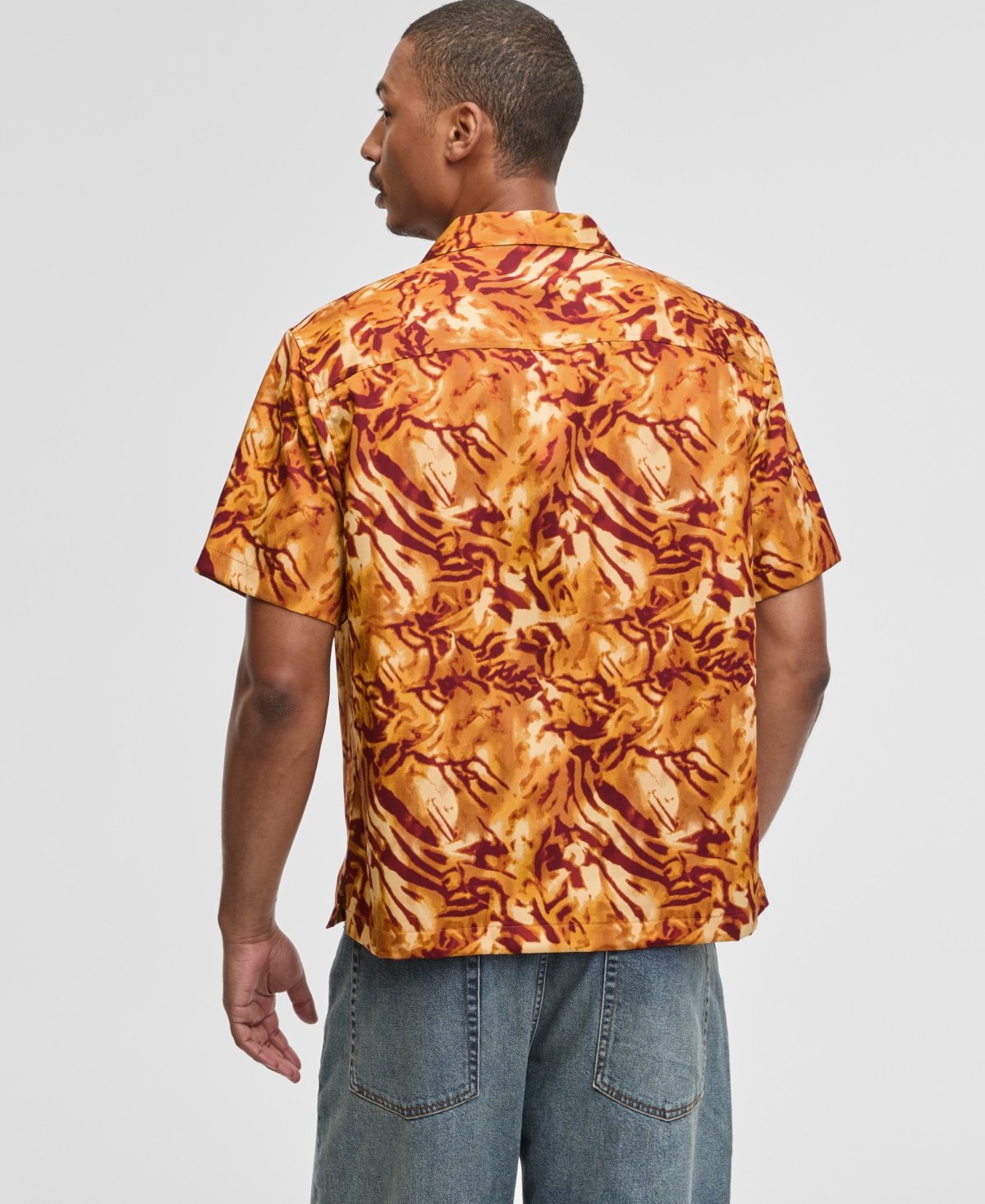 Mode of One Men's Relaxed-Fit Zebra Camp Shirt, Macy's Exclusive